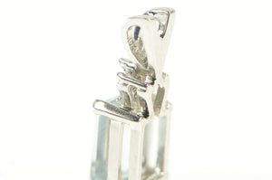 10K Emerald Cut Aquamarine Diamond Accent Pendant White Gold