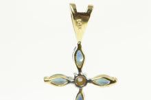 Load image into Gallery viewer, 14K Marquise Sapphire Cross Diamond Accent Pendant Yellow Gold