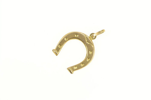 14K 3D Puffy Horse Shoe Good Lucky Symbol Charm/Pendant Yellow Gold