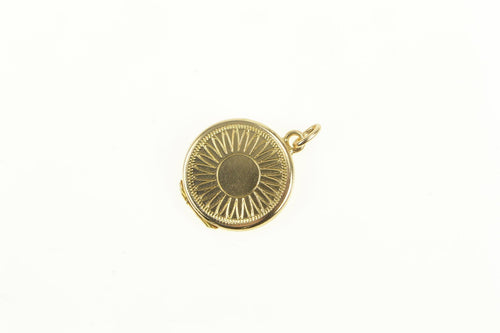 10K Sunflower Cute Tiny Photo Picture Locket Charm/Pendant Yellow Gold