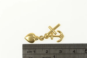 18K Heart Cross Anchor Love Faith Hope Symbol Charm/Pendant Yellow Gold