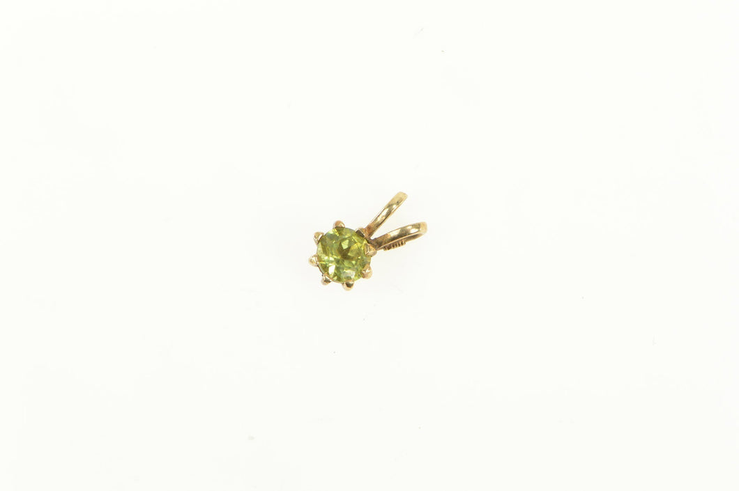 14K Round Peridot Solitaire Classic Simple Charm/Pendant Yellow Gold