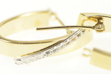 Load image into Gallery viewer, 14K Two Tone Bar Overlap Oval Statement Hoop Earrings Yellow Gold