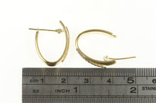 Load image into Gallery viewer, 14K Two Tone Bar Overlap Oval Statement Hoop Earrings Yellow Gold