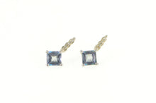 Load image into Gallery viewer, 10K Princess Mystic Topaz Diamond Drop Stud Earrings White Gold