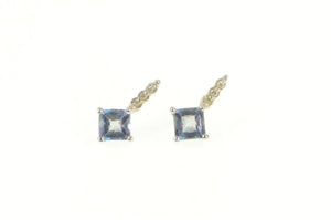 10K Princess Mystic Topaz Diamond Drop Stud Earrings White Gold