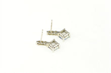 Load image into Gallery viewer, 10K Princess Mystic Topaz Diamond Drop Stud Earrings White Gold