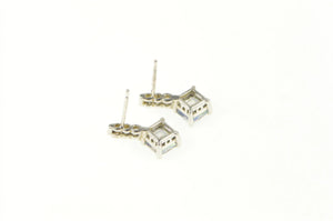 10K Princess Mystic Topaz Diamond Drop Stud Earrings White Gold