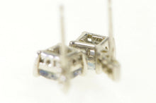 Load image into Gallery viewer, 10K Princess Mystic Topaz Diamond Drop Stud Earrings White Gold