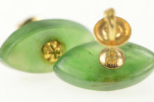 Load image into Gallery viewer, 14K Marquise Jadeite 1960&#39;s Screw Back Stud Earrings Yellow Gold