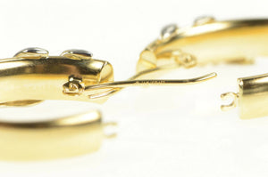 14K Two Tone Bar Design Oval Statement Hoop Earrings Yellow Gold