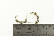 Load image into Gallery viewer, 14K Natural Sapphire Diamond Curved Bar Hoop Earrings Yellow Gold