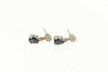 Load image into Gallery viewer, 14K Pear Natural Sapphire Diamond Cluster Dangle Earrings White Gold