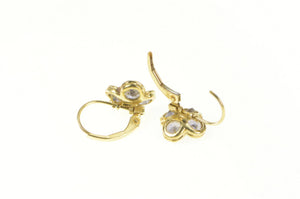 14K Tanzanite Flower Cluster Ornate Lever Back Earrings Yellow Gold