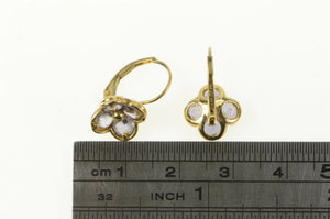 14K Tanzanite Flower Cluster Ornate Lever Back Earrings Yellow Gold