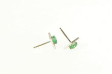 Load image into Gallery viewer, 14K Princess Cut Emerald Natural Squared Stud Earrings White Gold