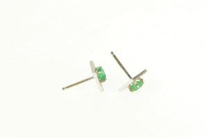 14K Princess Cut Emerald Natural Squared Stud Earrings White Gold