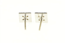 Load image into Gallery viewer, 14K Princess Cut Emerald Natural Squared Stud Earrings White Gold