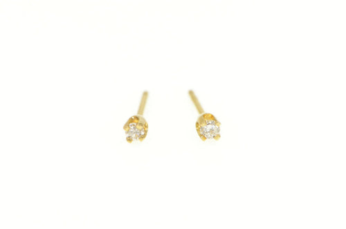 14K Classic Diamond Round Solitaire Stud Earrings Yellow Gold