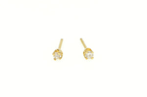14K Classic Diamond Round Solitaire Stud Earrings Yellow Gold