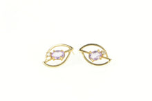 Load image into Gallery viewer, 14K Oval Amethyst Diamond Accent Geometric Stud Earrings Yellow Gold