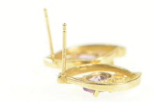 Load image into Gallery viewer, 14K Oval Amethyst Diamond Accent Geometric Stud Earrings Yellow Gold