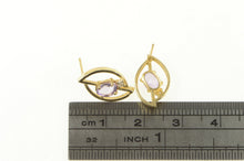 Load image into Gallery viewer, 14K Oval Amethyst Diamond Accent Geometric Stud Earrings Yellow Gold