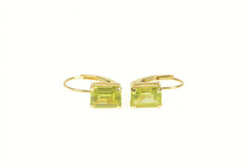 14K Peridot Solitaire August Birthstone Lever Back Earrings Yellow Gold