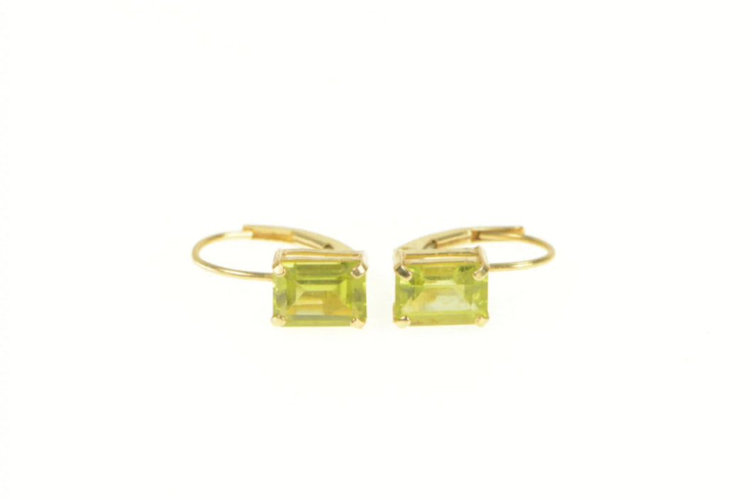 14K Peridot Solitaire August Birthstone Lever Back Earrings Yellow Gold
