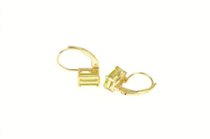 14K Peridot Solitaire August Birthstone Lever Back Earrings Yellow Gold