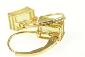 14K Peridot Solitaire August Birthstone Lever Back Earrings Yellow Gold