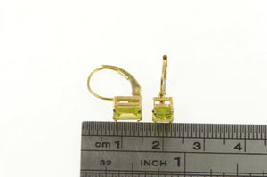 14K Peridot Solitaire August Birthstone Lever Back Earrings Yellow Gold