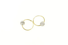 Load image into Gallery viewer, 10K Pave Rhinestone Ball Charm 13.8mm Hoop Earrings Yellow Gold