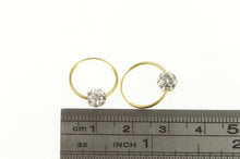 Load image into Gallery viewer, 10K Pave Rhinestone Ball Charm 13.8mm Hoop Earrings Yellow Gold