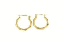 Load image into Gallery viewer, 14K Squared Geometric Pattern Statement Hoop Earrings Yellow Gold