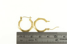 Load image into Gallery viewer, 14K Squared Geometric Pattern Statement Hoop Earrings Yellow Gold