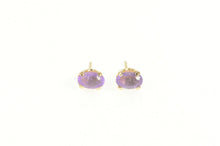 Load image into Gallery viewer, 14K Oval Amethyst Solitaire Classic Stud Earrings Yellow Gold