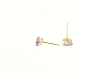 Load image into Gallery viewer, 14K Oval Amethyst Solitaire Classic Stud Earrings Yellow Gold