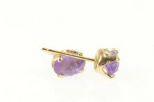 Load image into Gallery viewer, 14K Oval Amethyst Solitaire Classic Stud Earrings Yellow Gold