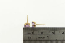 Load image into Gallery viewer, 14K Oval Amethyst Solitaire Classic Stud Earrings Yellow Gold
