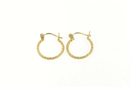 14K Twist Rope Chain Pattern 15.9mm Hoop Earrings Yellow Gold