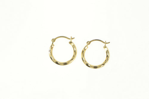 14K 13.5mm Classic Scalloped Wavy Pattern Hoop Earrings Yellow Gold