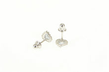 Load image into Gallery viewer, 14K Aquamarine Heart Diamond Halo Stud Earrings White Gold