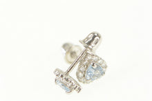 Load image into Gallery viewer, 14K Aquamarine Heart Diamond Halo Stud Earrings White Gold