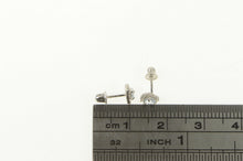 Load image into Gallery viewer, 14K Aquamarine Heart Diamond Halo Stud Earrings White Gold