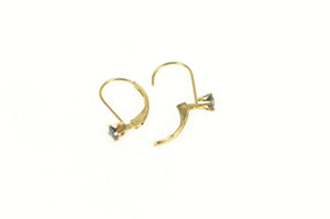 14K Round Natural Sapphire Solitaire Lever Back Earrings Yellow Gold