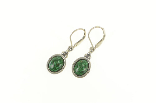 Sterling Silver Carolyn Pollack Malachite Chip Cabochon Earrings
