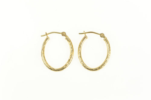 10K 18.0mm Oval Diamond Cut Statement Hoop Earrings Yellow Gold