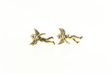 Load image into Gallery viewer, 14K High Relief Cherub Baby Angel Stud Earrings Yellow Gold