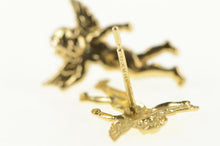 Load image into Gallery viewer, 14K High Relief Cherub Baby Angel Stud Earrings Yellow Gold